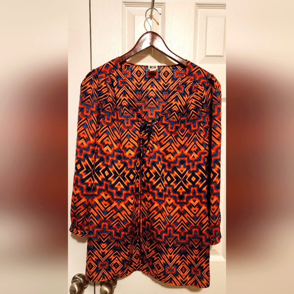 Orange Print Blouse